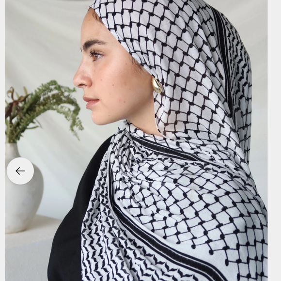 NWT Vela Kuffiyeh Keffiyeh Modal Scarf Hijab Black White - Picture 2 of 6